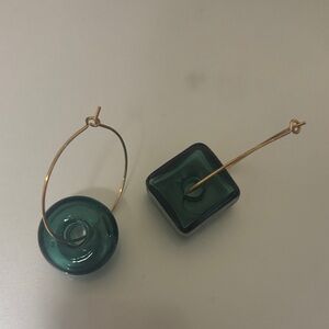Elegant Gold and Green Hoop Earrings